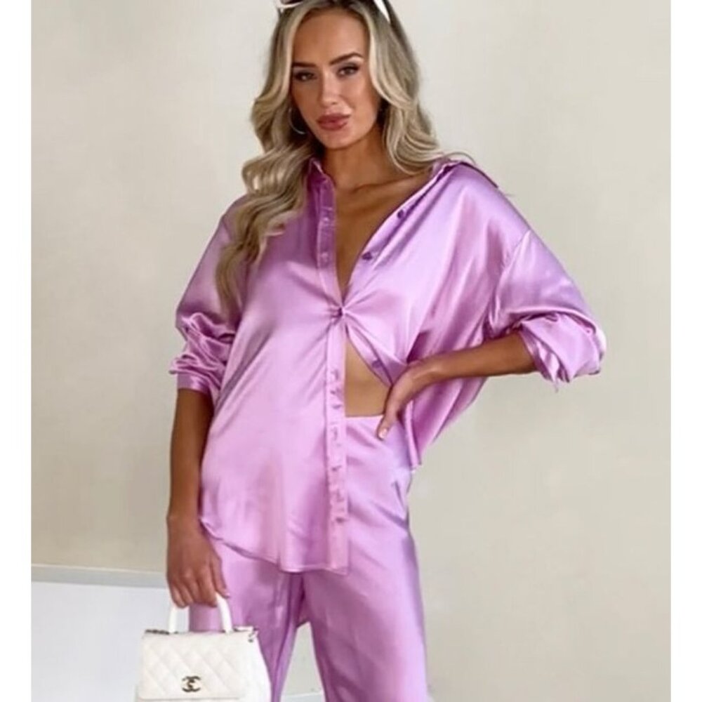 THE NOLI SHOP stella satin top in lavender size S